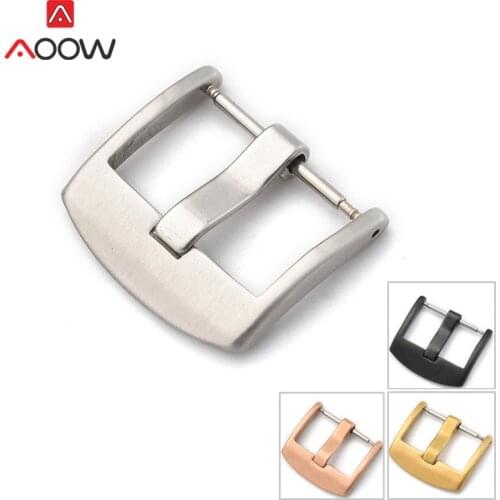 2pcs 304 Stainless Steel Watch Clasp 16mm 18mm 20mm 22mm 24mm Solid Pin Buckle Metal Clasp Matte Watch Repair Accessories Silver