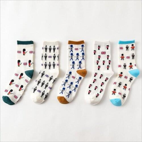 Female Huf Socks Cartoon Image Breathable Cute Socks British Style Gifts Anklet Sock Ladys Casual sock Cotton Womens Garments