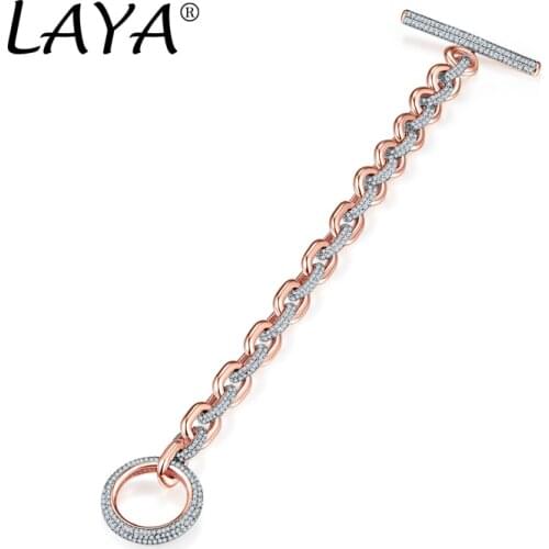 LAYA Fashion Style AAAAA Zircon 925 Sterling Silver Ice Out Of Cuba Chain Bracelet High Quality Jewelry Gift For Womens Wedding