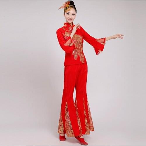 Chinese style Hanfu female adult hmong clothes national style yangko dance fan dance stage costume performance costume