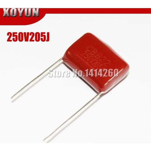10pcs/lot CBB 250V205J 2UF Pitch 20MM 205J 250V CBB Polypropylene film capacitor