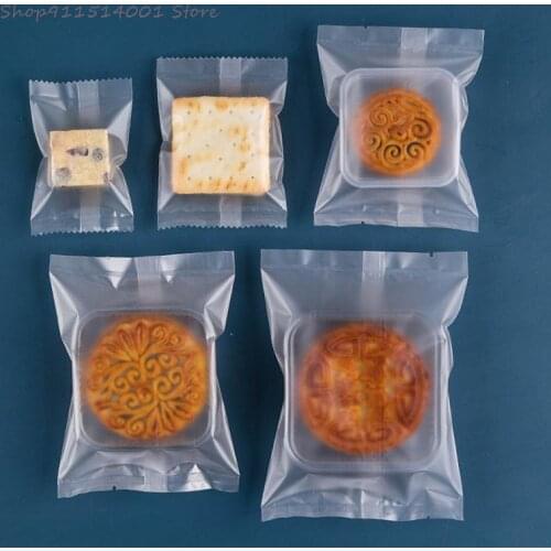 100Pcs Thicker Machine Seal Bags Clear Frosted Food Biscuit DIY Baking Cake Bag