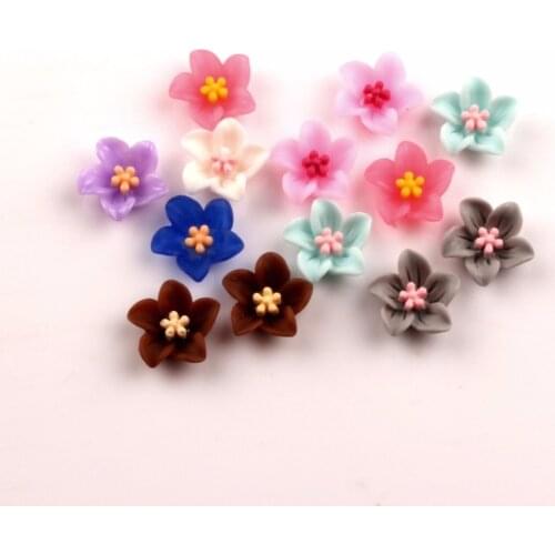 100Pcs Mixed 13mm Resin Flower Decoration Crafts Flatback Cabochon Beads Embellishments For Scrapbooking Kawaii DIY Accessories