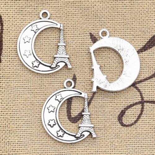20pcs Charms Eiffel Tower Paris Moon 22x19mm Tibetan Bronze Pendant Findings Accessories DIY Vintage Choker Necklace