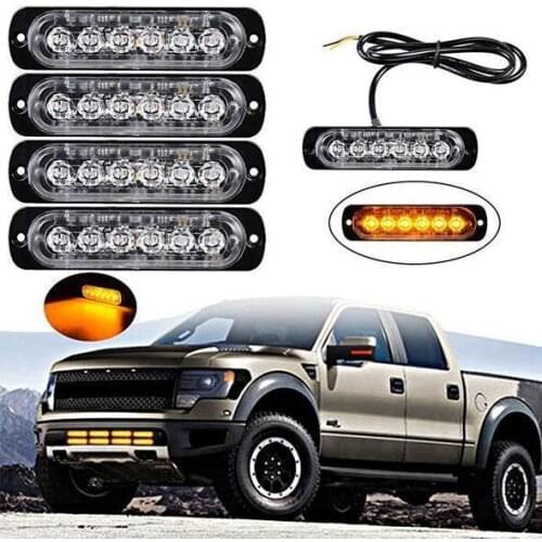 Car Flexible Warning Strobe Work Waterproof Strobe Light Led Flashing Light Car Ultra Slim 6 LED Car Strobe Flash Lights