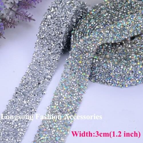 Free Shipping 5yards/lot AB Crystal Trimming Bridal Sash Banding, Rhinestone Applique, Bridal Applique,Wedding Applique XML005-1