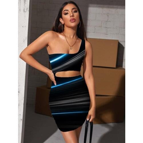 Giyu Brand Abstract Dress Women Psychedelic Vestido Sexy Line Halter Sleeveless Art Bodycon Dress Womens Clothing Plus Size New