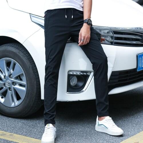 New Golf Trousers Quick Drying Ultra Thin Ice Silk Elastic Slim Pants Youth Men City Walking Soft Leisure Sports Wear Big Size