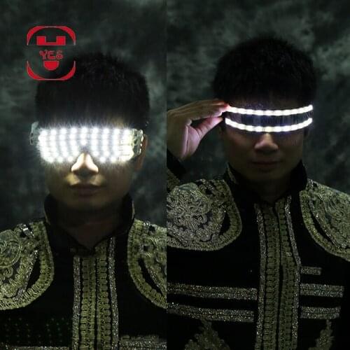 YES LED luminous Gloves Glasses Singer Dancer Nightclub Bar Stage Performance Show Light Up Props Party Supplies Costumes