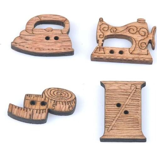 20pcs/set New natural sewing machine Pattern Decorative Scrapbooking Wooden Crafts Accessories Brand 20-30mm MT1606