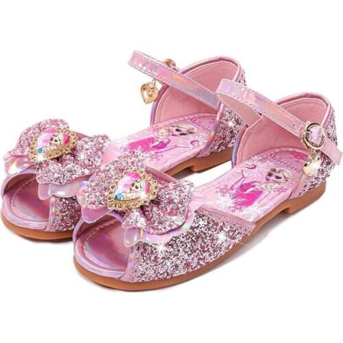 Disney Kids Shoes Children Frozen Anna Elsa Princess Girls Cartoon Sandals Summer Lightweight Untislippery Hook-Loop Shoes Gifts