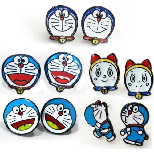 Doraemon 5style Fashion Anime Cartoon Earring Animal Stud Earrings Women Girls Kids Jewelry New Gifts