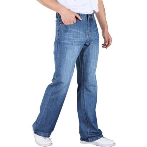 Spring Mens Blue Flared Jeans Trousers Long Wide Leg Bell Bottom Jeans Plus Size Flare Pants Bootcut Jeans For Men 27-38