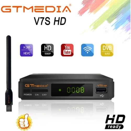 Hot sale Satellite TV Receiver Gtmedia V7S HD Receptor Support DVB S2 for Spain DVB-S2 Satellite Decoder Freesat V7 HD Receiver