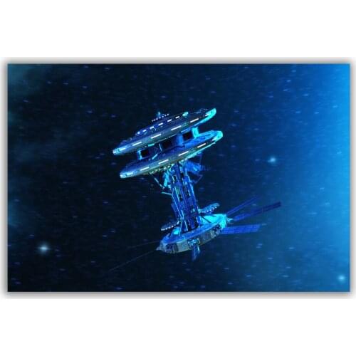 HT009 Spectacular Universe Earth And Moon Space Station Astronaut Silk Fabric Poster Art Decor Indoor Painting Gift