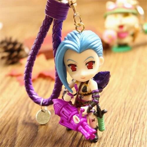 Game League of legendes Heroes Jinx Darts Weapon keychain LOL shark style keyring chaveiro key holder porte clef Souvenir