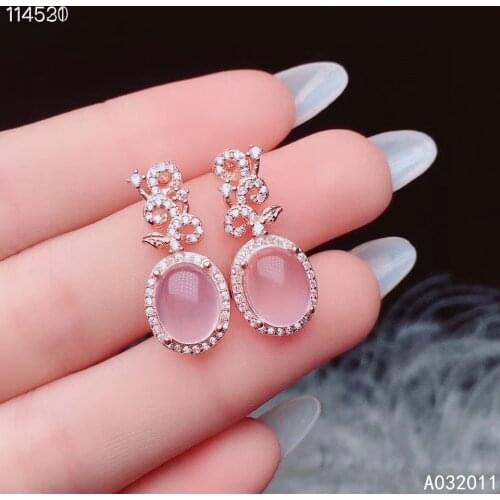 KJJEAXCMY fine jewelry natural Rose Quartz 925 sterling silver luxury girl gemstone earrings new Ear Studs support test