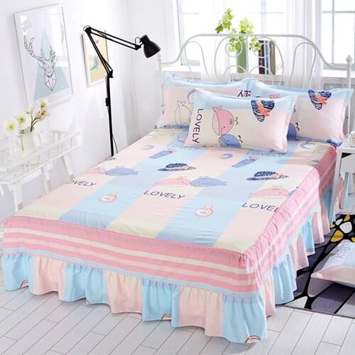 Bed Sheet Set Blossom Flower Top Bedding Sheet 100%Cotton Ultra Soft Breathable Flat Sheet Bed Skirt