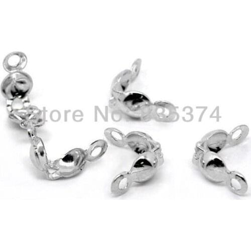 500 Imitation Rhodium Plated Charlotte End Crimps Beads Tips 8x4mm