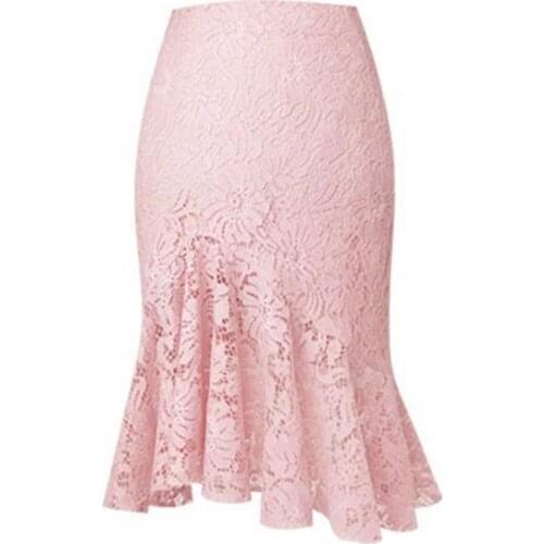 Lace Skirt Elegant Hollow Out irregular High Waist asymmetric Skirt plus size