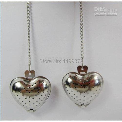 Best Price 50pcs/lot Tea Ball Heart Sharped Tea Infuser Stainless Steel Tea Ball Tea Strainer free shipping