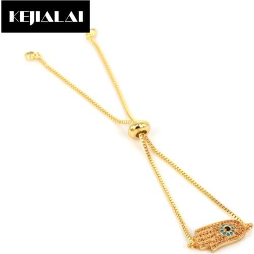 Fashion Hamsa Hand Charm Bracelet Paved with Brown Cubic Zirconia Luxury Style Women Bracelet Jewelry Accessories Best Gift Girl