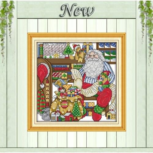 The working room of Santa Claus,11CT Counted printed on Canvas DMC 14CT Cross Stitch Embroidery kit,DIY Needlework Set,Christmas