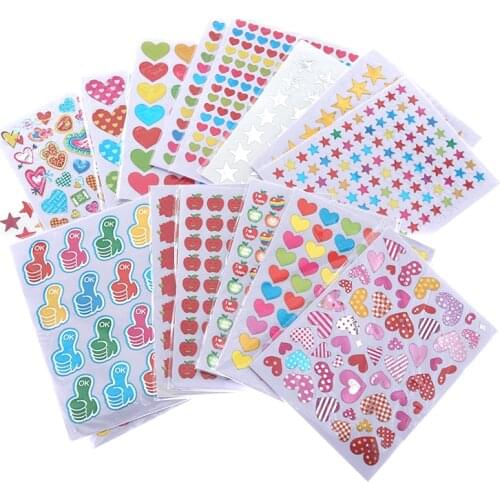 10pcs Many Stars Childrens Gold-plated Award Glitter Sticker Mother Teacher Praise Label Award Five-pointed Star Love Sticker