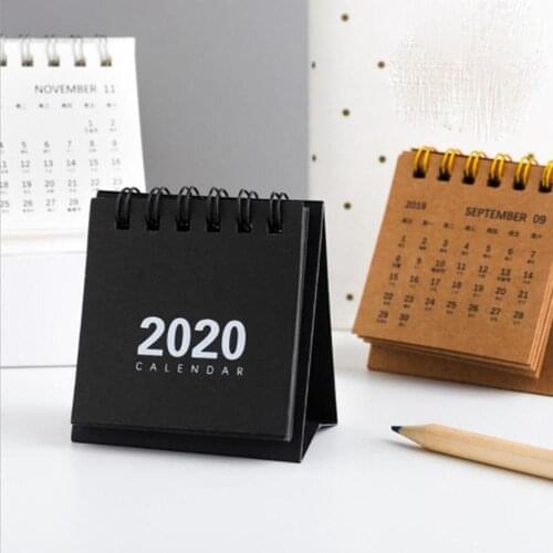 2020 Mini Desk Calendar Stand Up Flip Calendar Daily Monthly Table Planner Agenda Organizer for Home School Office Decor L*5