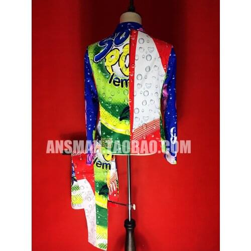 Nightclub bar male singer DJ male model European and American show with the same fruit Coke slim suit costume party