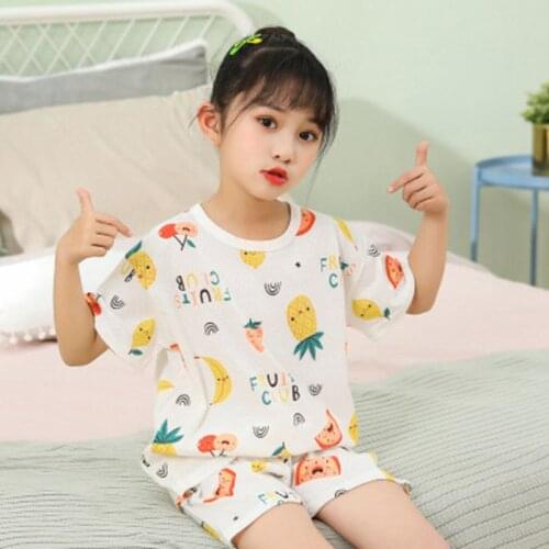 New Summer Kids Pyjamas Baby Boys Sleepwear Girls Clothing Short Sleeve Costume Cotton Pajamas PJS Childrens Nightwear Pijamas