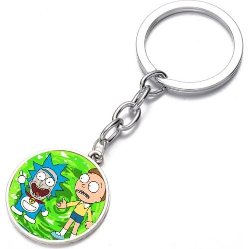 Japan anime Doraemon Keychain Bronze Silver black Glass Dome Key Chain Bag Charm necklace Keyring Holder Kids boys girl kids