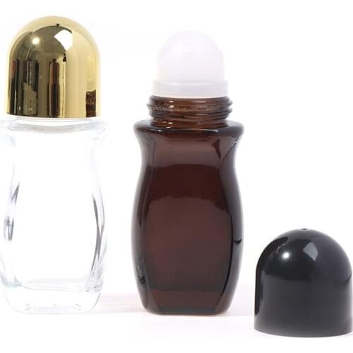 Wholesale 50ml Empty Glass roll-on Deodorant Bottles With Plastic Roller Ball