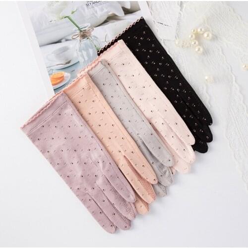 Women Spring Wrist Driving Gloves Summer Sunscreen Simple Breathable Stretch Touch Screen Anti Uv Slip Resistant Gloves