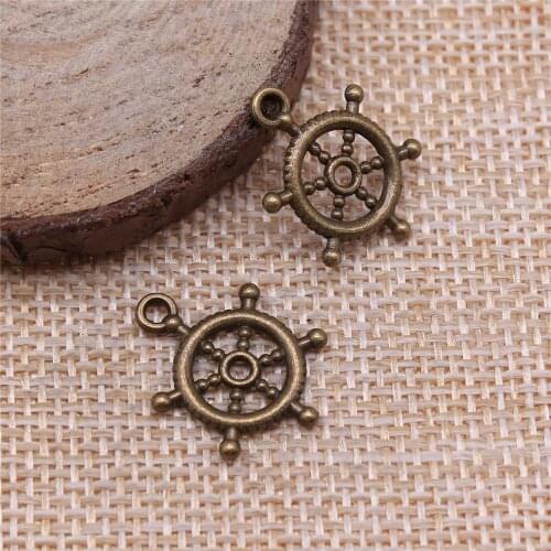 10pcs 20x15mm Vintage Rudder Pendants Charm For Jewelry Making Antique Bronze Plated Rudder Pendants Charm Rudder