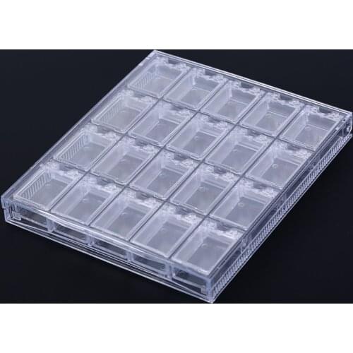 Clear Acrylic Empty Storage Box Strass Beads Jewelry Decoration Nail Art Display Removable Container Case 20 Grids