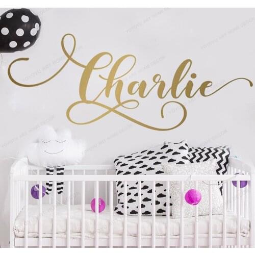 Script name Monogram Wall Sticker baby custom name wall decal cursive personalized kids room decor HJ1060