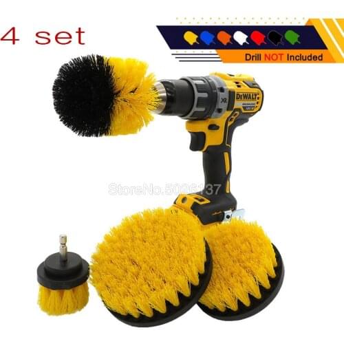 4 sets Electric Scrubber Brush Drill Kit Plastic Round Cleaning For Carpet Glass Car Tires Tools Nylon Brushes Scrub Pads Piece