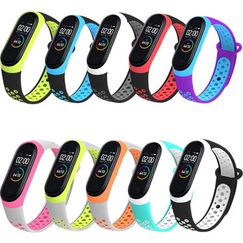 Silicone Bracelet Wrist Strap Watch Band Accessories Smart Bracelet Sport Silicone Strap For Xiaomi Mi Band 3 4 Double Color