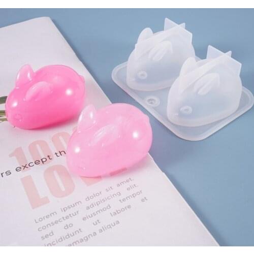 Cute 3D Rabbit Pendant Casting Silicone Mould Crystal Epoxy Resin Mold DIY Crafts Jewelry Decorations Making Tools