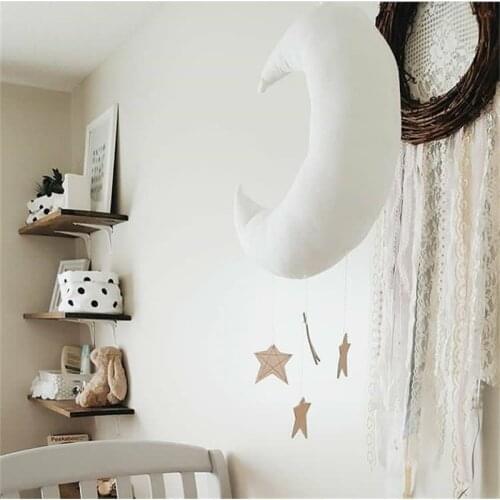 Nordic White/Pink/Mint Stuffed Moon Wall Hanging kids Room Decoration Moon Stuffed Toy Baby Room Wall Scandinavian Ornament Gift