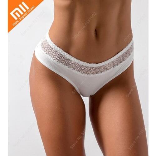 Xiaomi 1 Piece Sexy Lace Woman Underwear Panty Cotton Female T-back Solid Soft Lace G-string Thong for Woman Seamless Cotton
