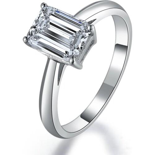 Solid Platinum PT950 Ring 1CT Emerald Cutting Diamond Engagement Ring Promise Finger Jewelry Gift For Her