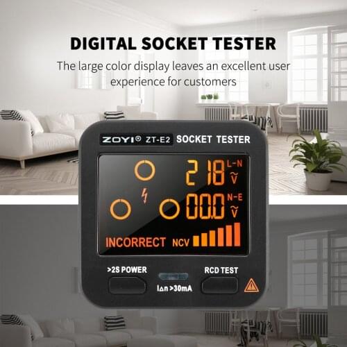 ZOYI ZT-E8 Digital Socket Tester Smart LCD Outlet Checker NCV Test Voltage Detect High Speed Socket Tester