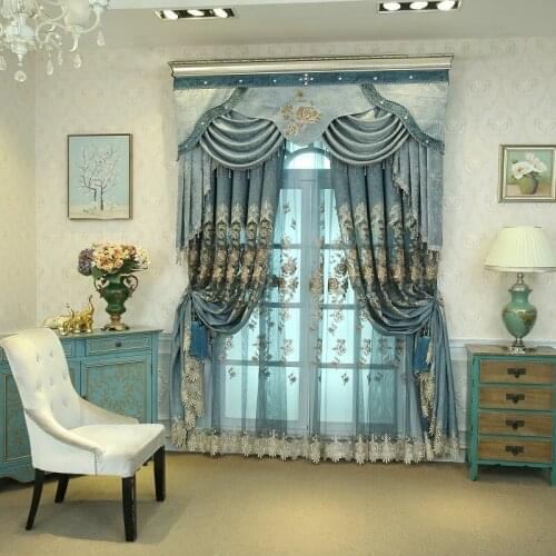 Classic Gorgeous Chinese Classical Curtain Hollow Water Soluble Embroidered Cord Embroidered Curtains for Living Room Bedroom