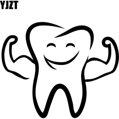 YJZT 17X14CM Cartoon Funny TEETH Smile Vinyl Decal Car-styling Car Window Sticker Black/Silver S8-1423