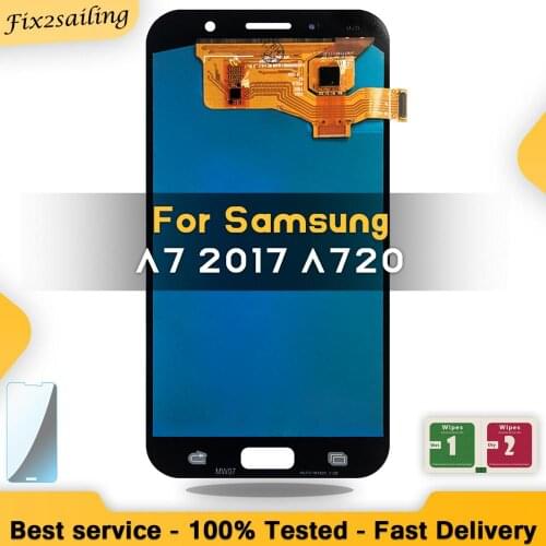 Super AMOLED Lcd For Samsung Galaxy A7 2017 A720 A720F A720M LCD Display Touch Screen Digitizer Assembly Replacement Tested