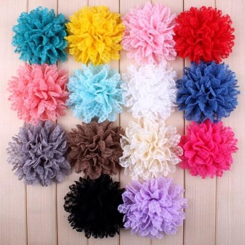 10PCS 9.5CM 3.8" Lace Trim Patch Applique Artificial Flowers Chiffon Flowers Boutique Wedding Dress Bride Hair Veil Clothes