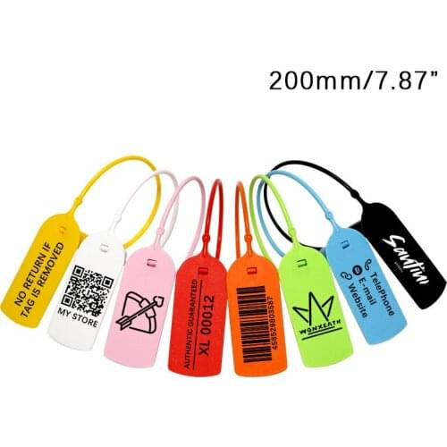100Pcs Custom Brand Logo Hang Tag Plastic Product Disposable Garment Security Label Clothing Shoes Gift Tag New 200mm/7.8"