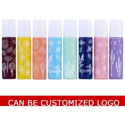 100pcs/Lot 10ml Thick Glass Color Printing Essential Oil Roll-On Bottle Perfume Sub-Bottle Can Be Filled Repeatedly